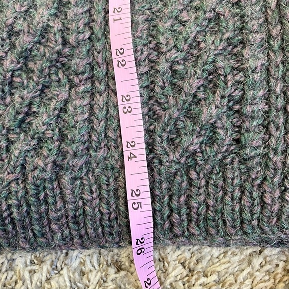 Vintage Mohair Blend Hand Knit Cardigan Sweater Fisherman Cable Knit Cozy Sz S - Picture 16 of 16